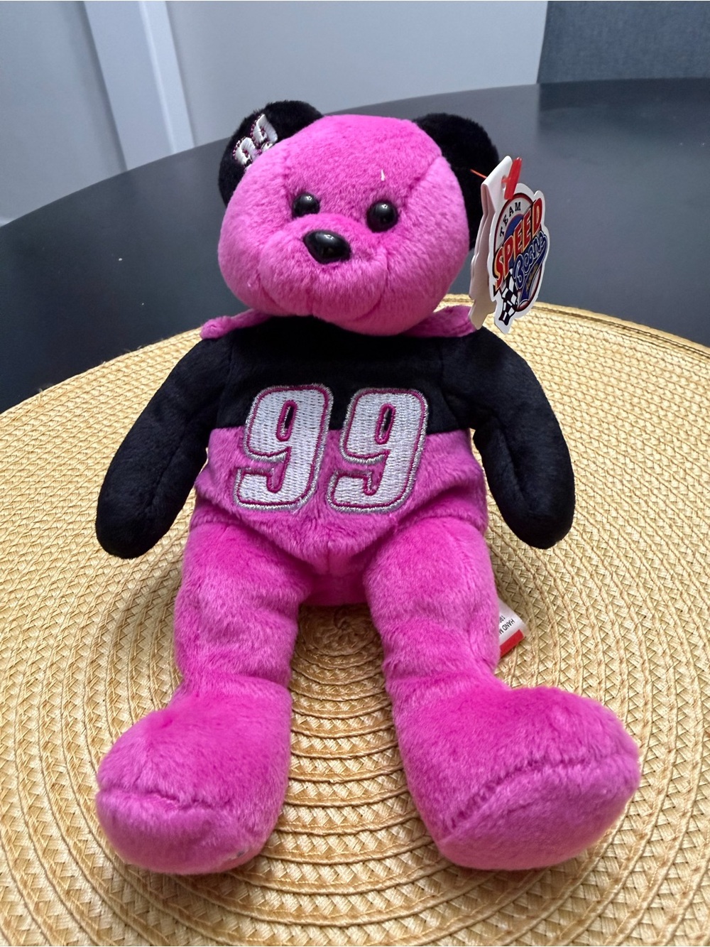 Nascar Jeff Burton Pink and Black '99 Plush Bear Racing Toy
